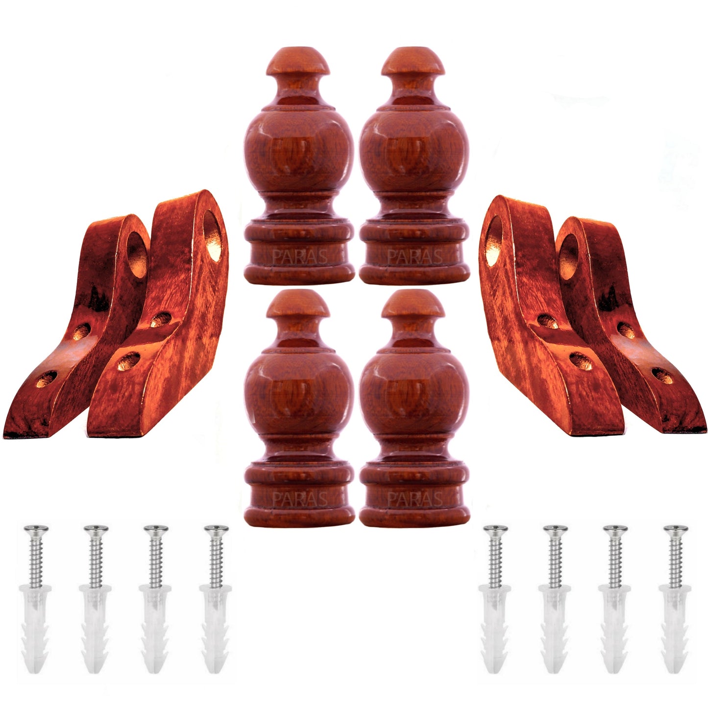 Buy Paras Wooden Curtain Finials with Bracket