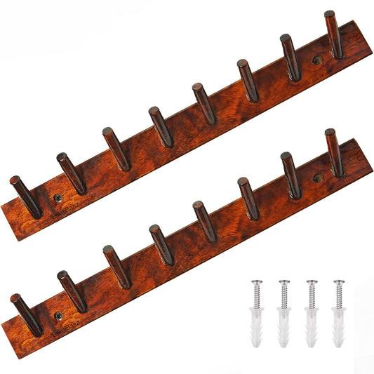 Buy Lakdi Baaz | Luxury Wooden Wall Hook Coat Hanger 8 point (2 Pc)