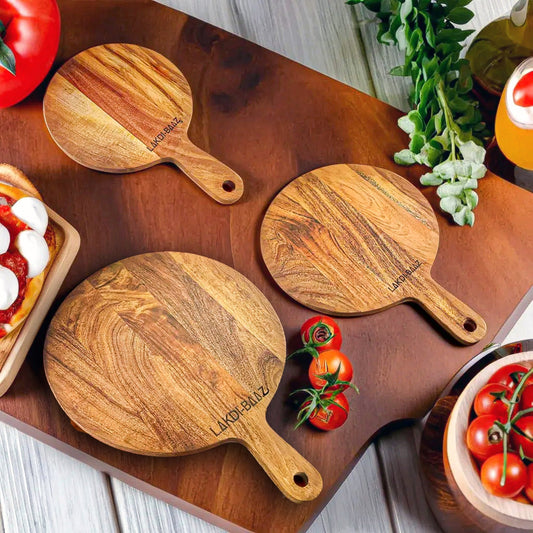 Buy Lakdi-Baaz| Premium Wooden Platter Round Cutting Board Serving Board  Chopping Board Combo