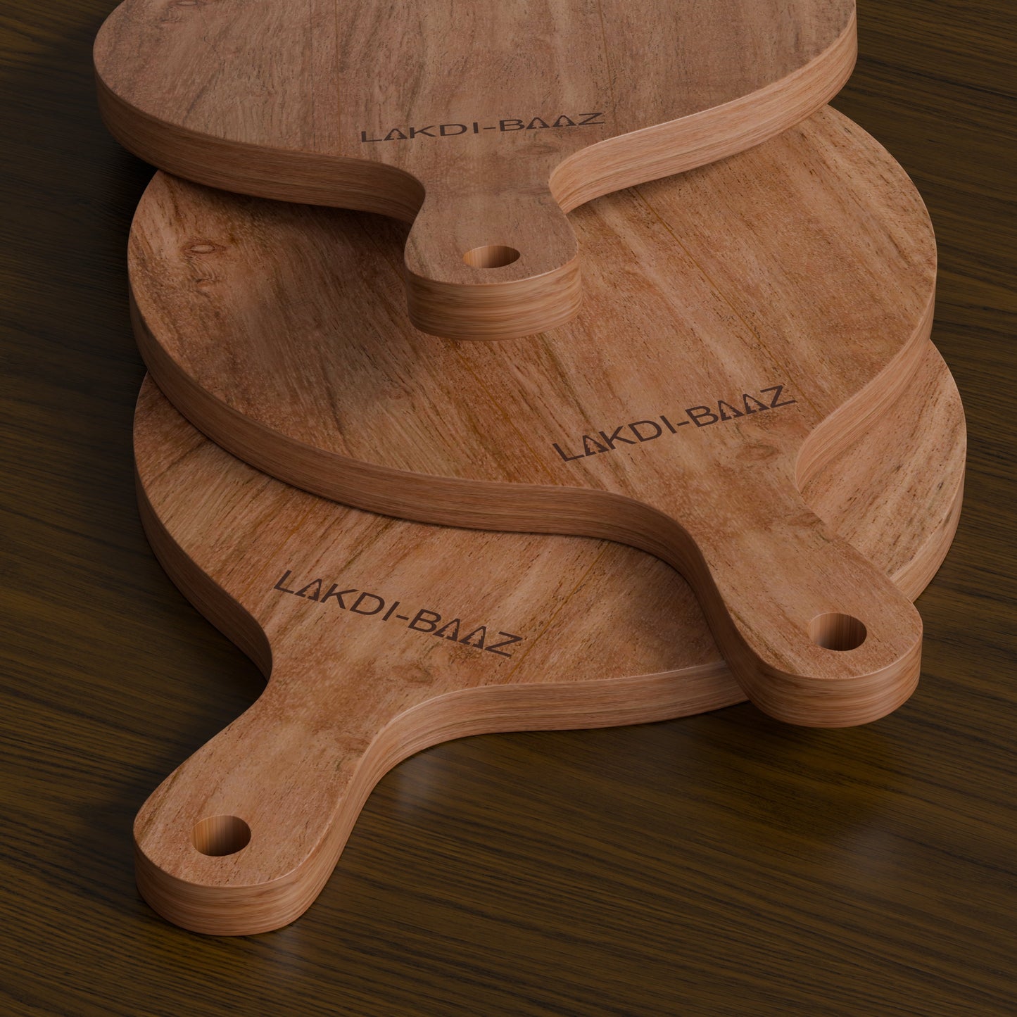 Buy Lakdi-Baaz| Premium Wooden Platter Round Cutting Board Serving Board  Chopping Board Medium(25 X 35 Cm)