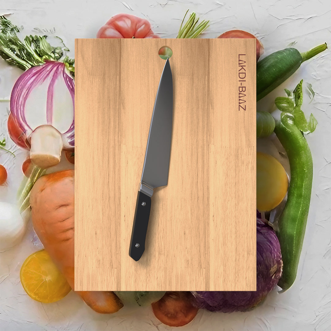 Buy Lakdi Baaz | Premium Rubber Wood Chopping Board Rubber – Handmade Chopper Boards/Cut Board/Serving Board for Veg & Fruit