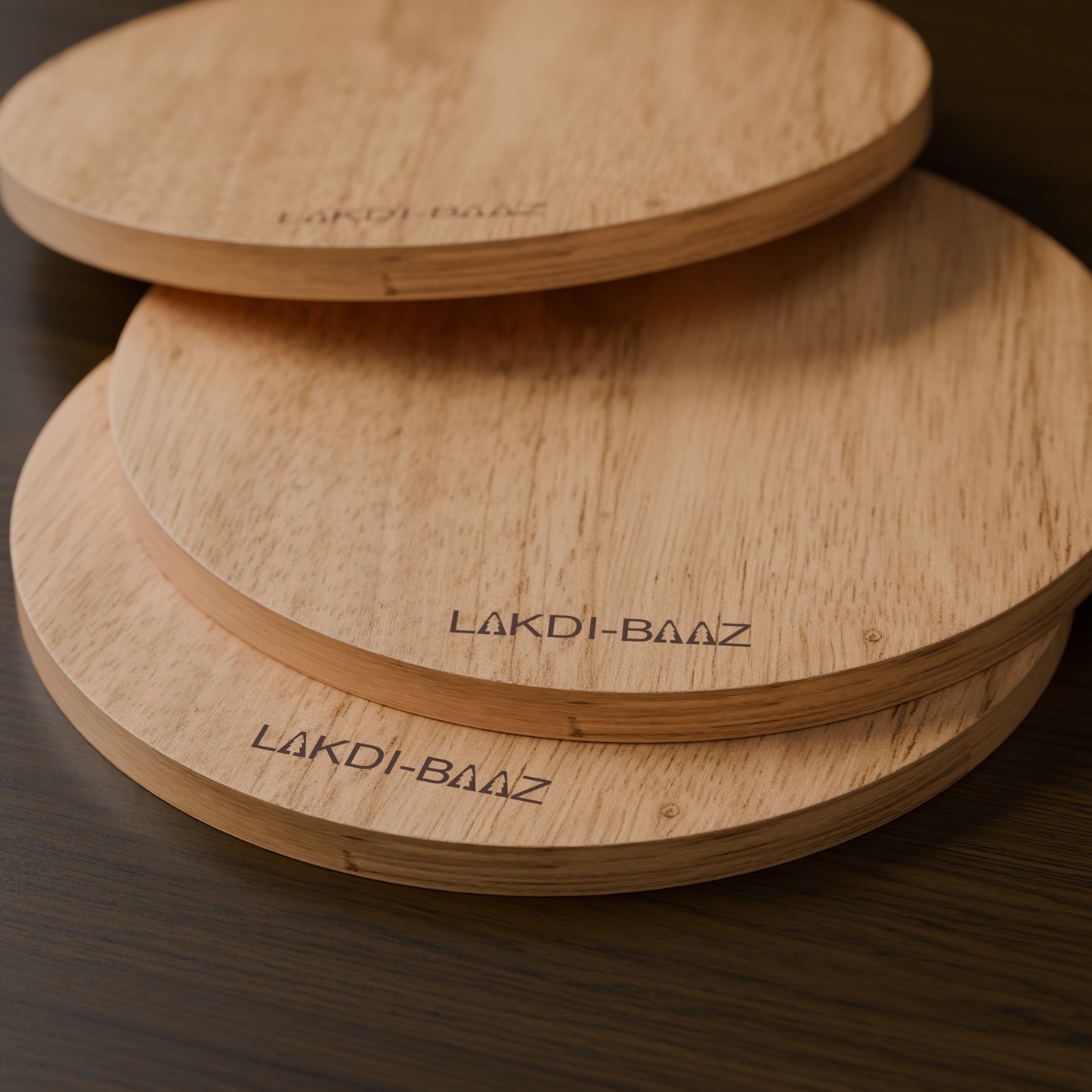 Buy Lakdi Baaz | Round Rubber Wood Chopping Board Rubber – Lightweight Chopper Boards/Cut Board/Serving Board for Daily Use