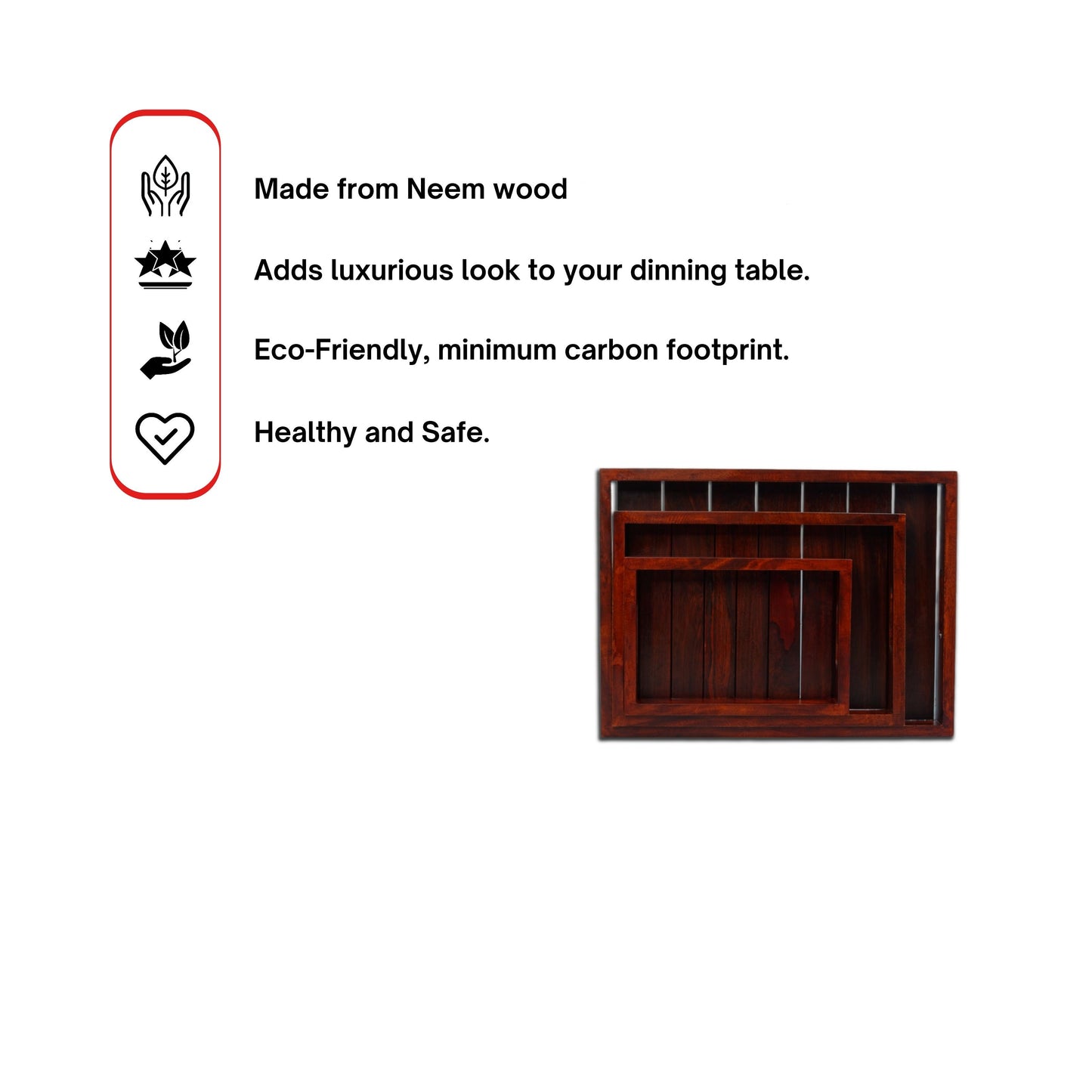 Buy Lakdi-Baaz| Premium Wooden Serving Tray Combo Teak
