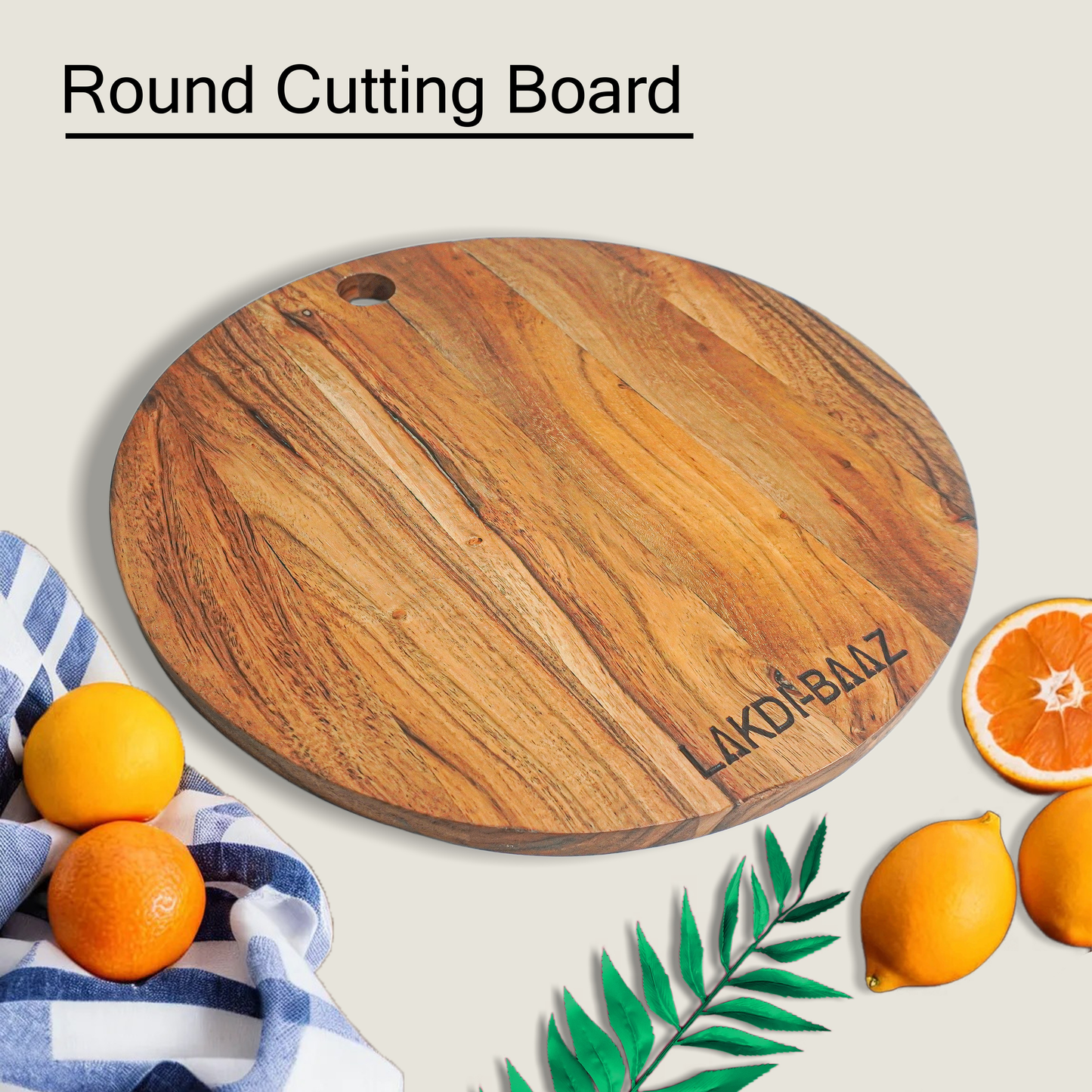 Buy Lakdi Baaz | Wooden Round Cutting Board  made from Natural Neem Wood