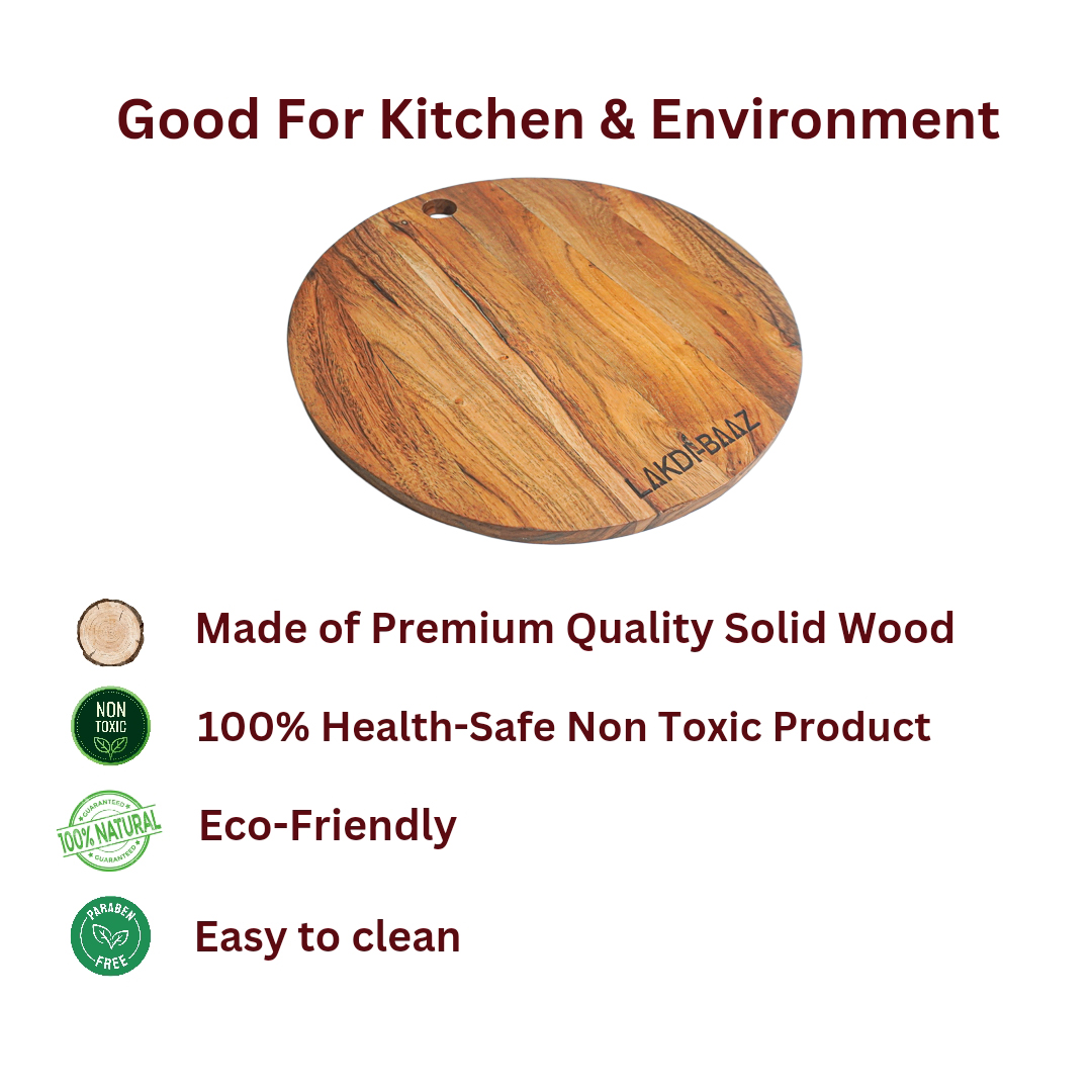 Buy Lakdi Baaz | Wooden Round Cutting Board  made from Natural Neem Wood