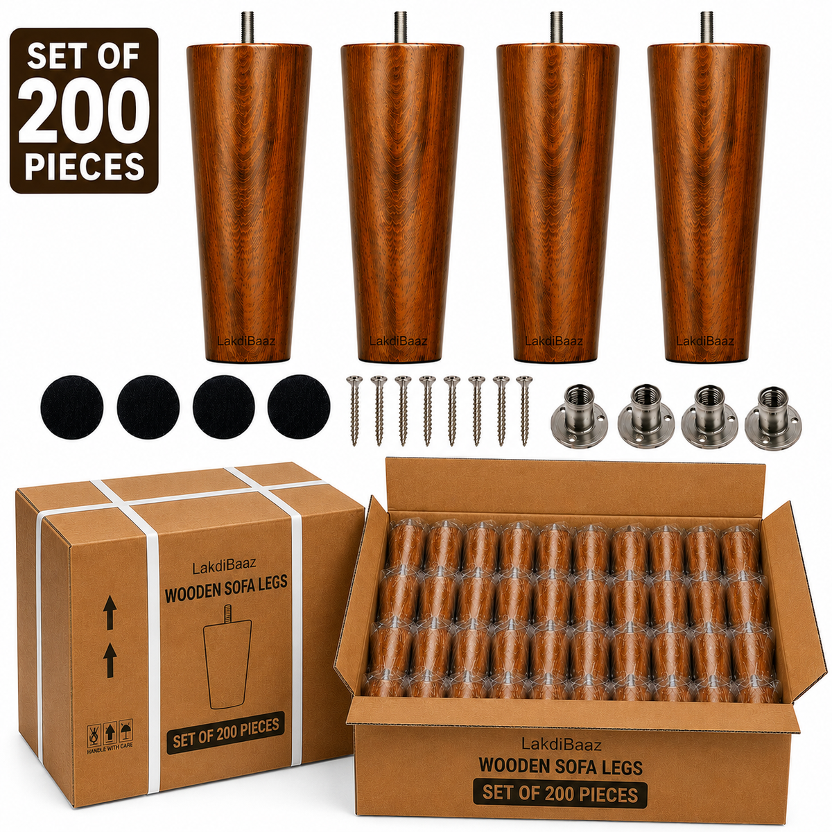 LakdiBaaz Wooden Sofa Legs - SF2T-6Inch
