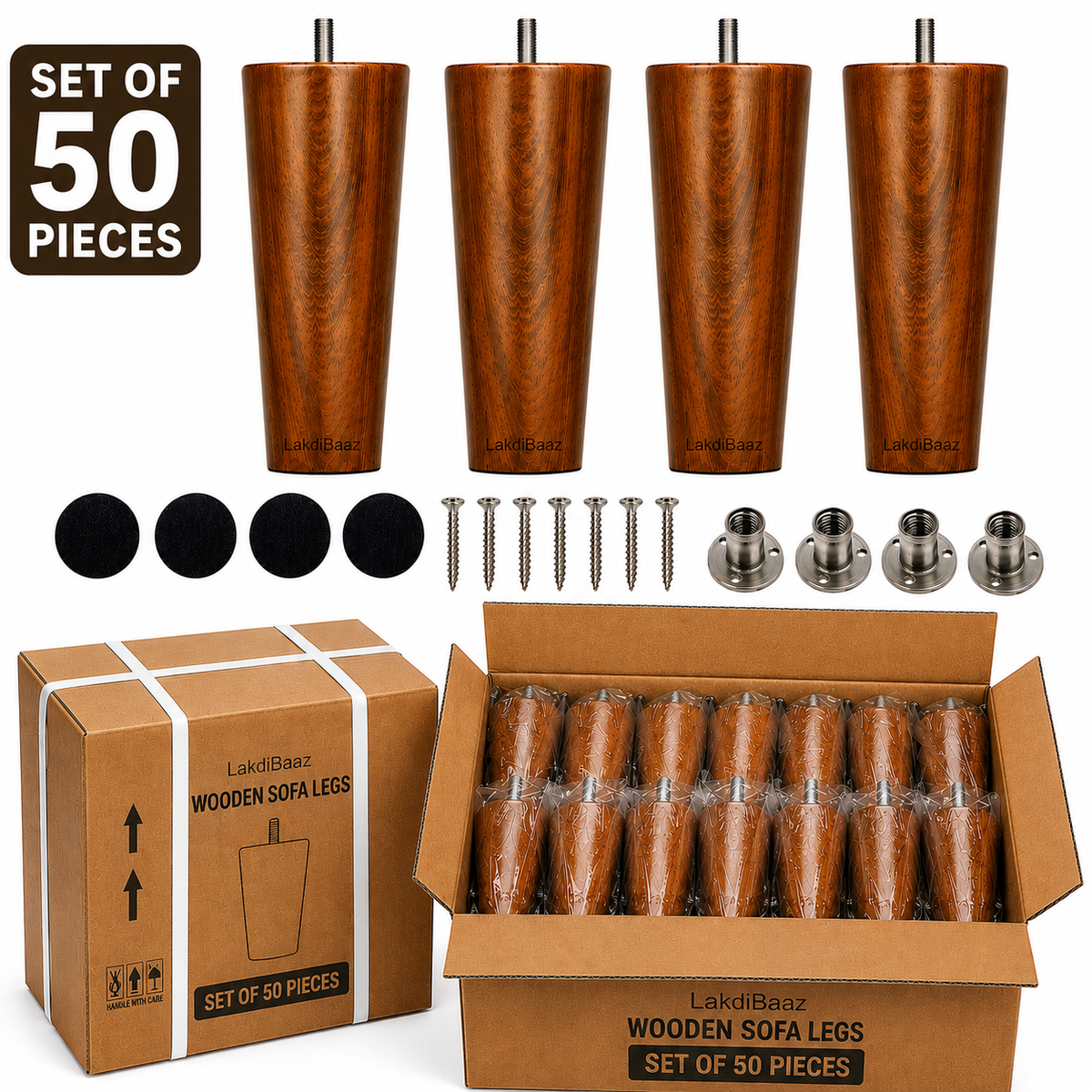 LakdiBaaz Wooden Sofa Legs - SF2T-6Inch