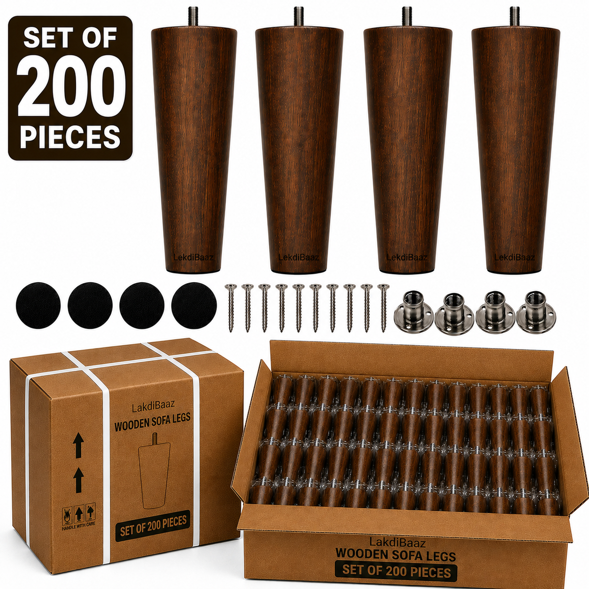 LakdiBaaz Wooden Sofa Legs - SF2MW-6Inch