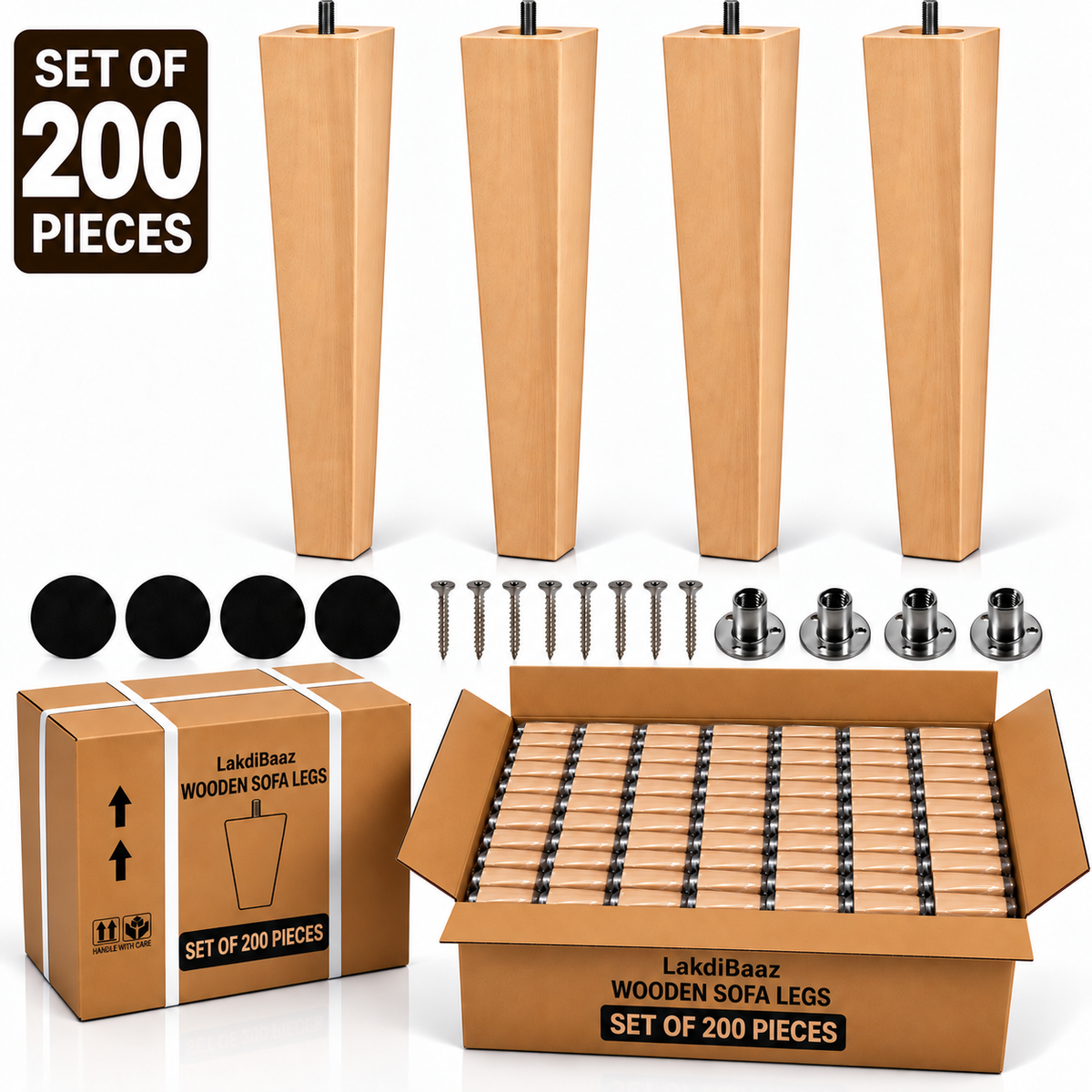 LakdiBaaz Wooden Sofa Legs - SF6U-10Inch