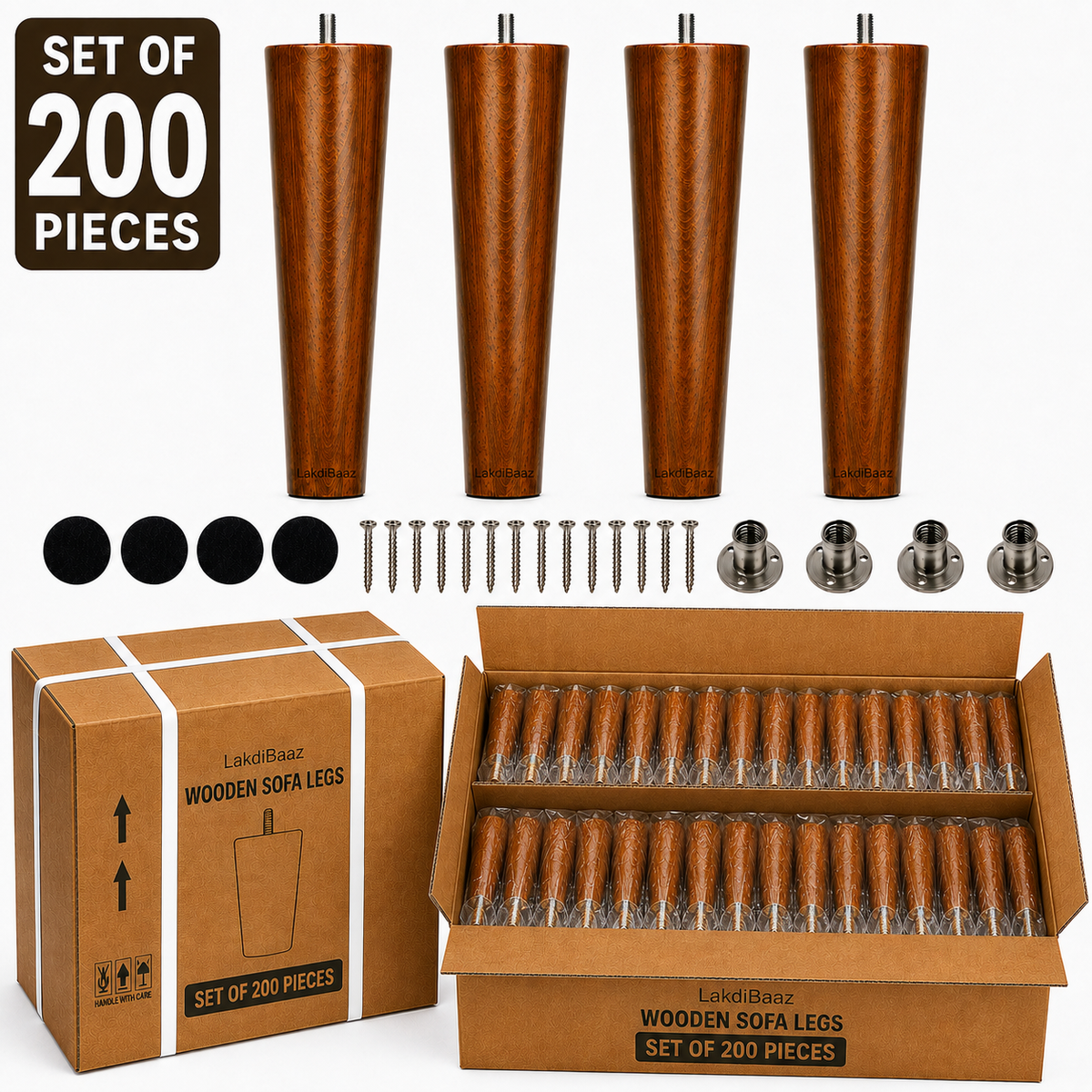 LakdiBaaz Wooden Sofa Legs - SF2T-8Inch