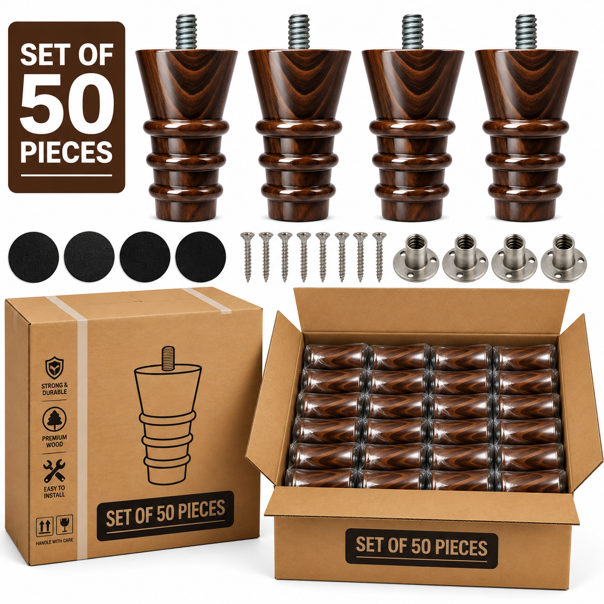 LakdiBaaz Wooden Sofa Legs - SF3W-4Inch