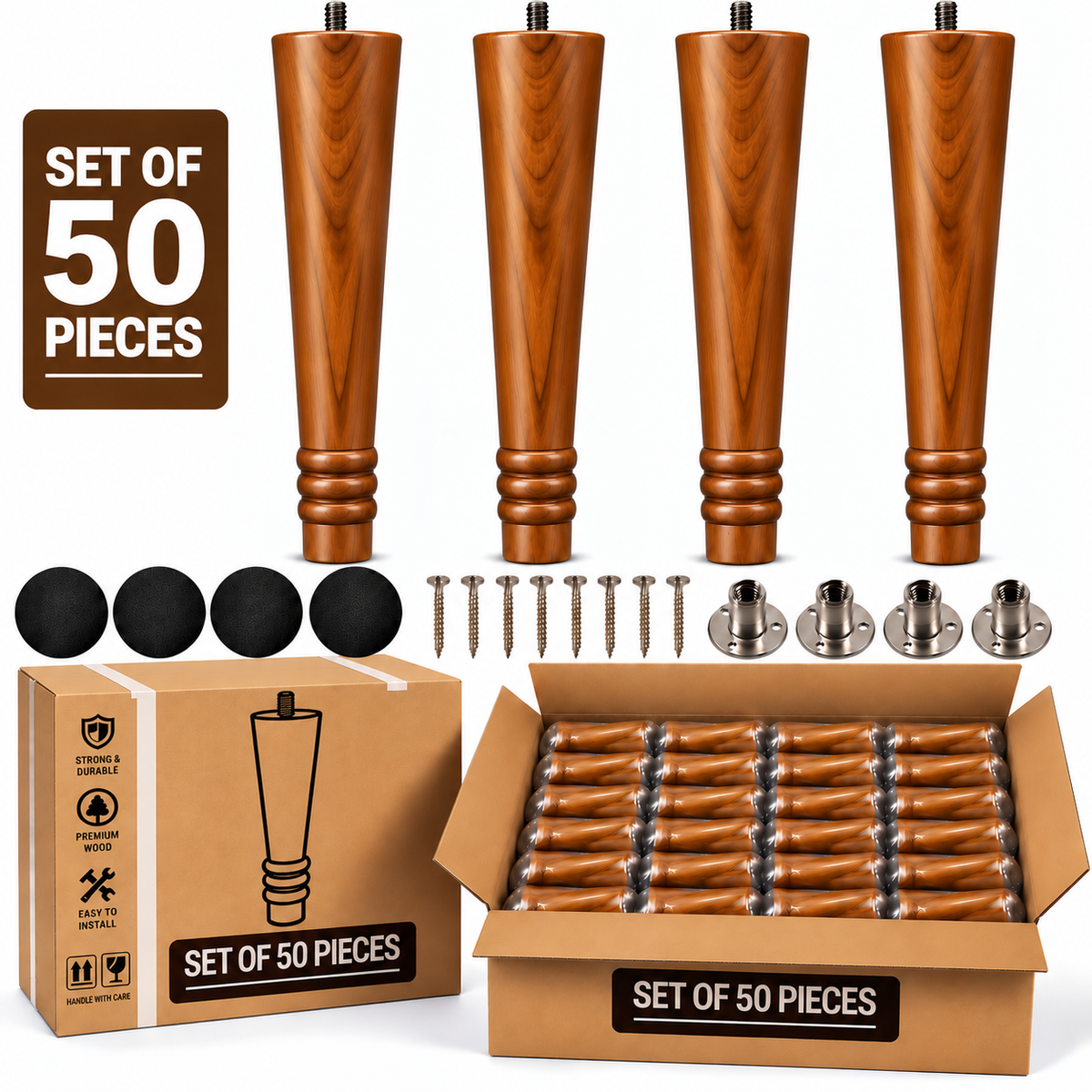 LakdiBaaz Wooden Sofa Legs - SF3MT-10Inch