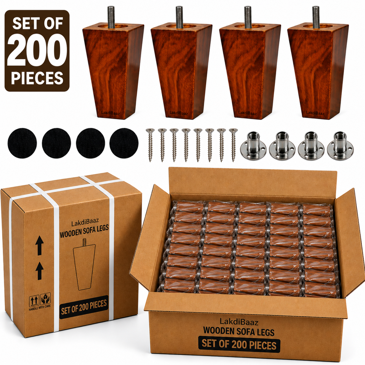 LakdiBaaz Wooden Sofa Legs - SF6T-3Inch