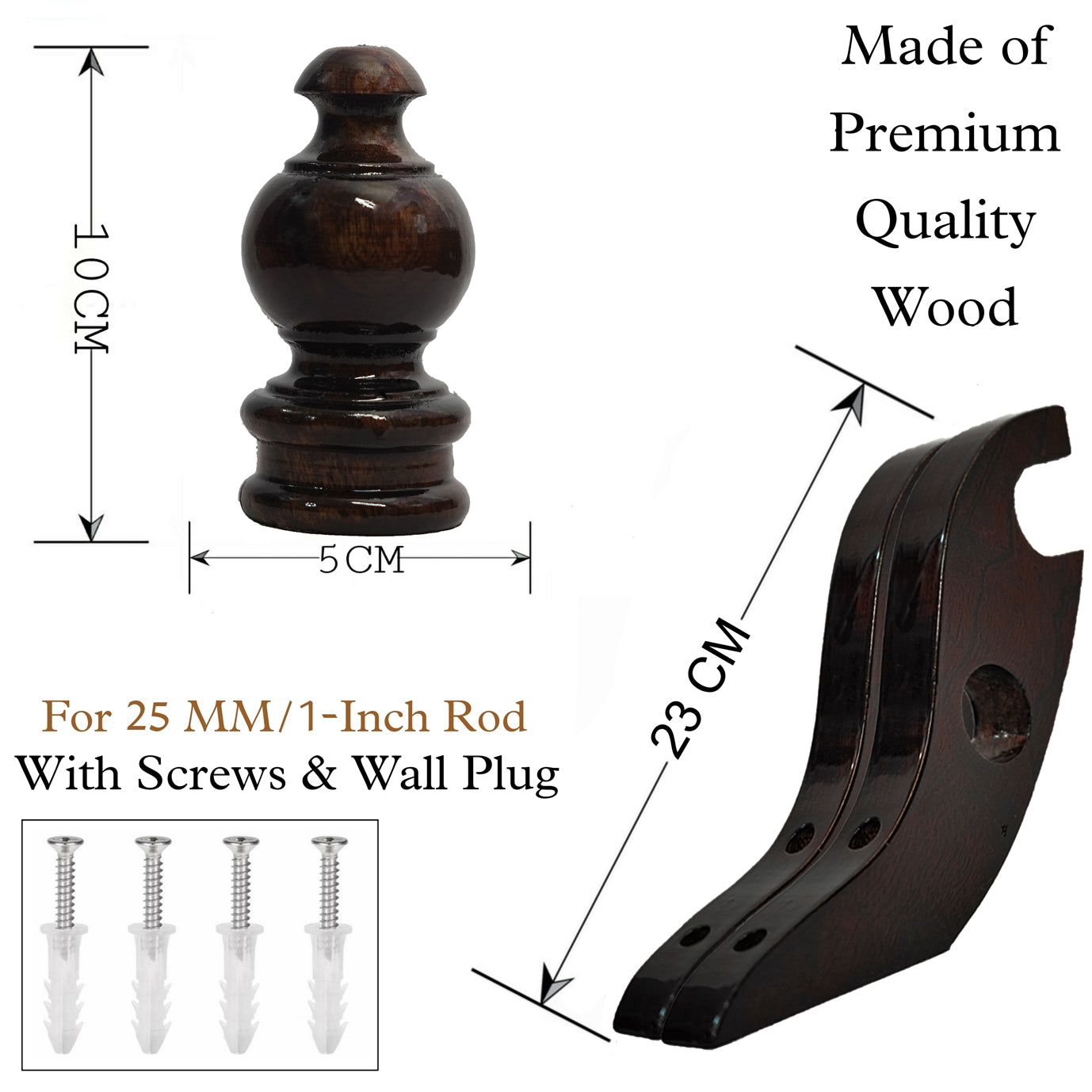 Buy Paras Wooden Double Curtain Finials with Bracket