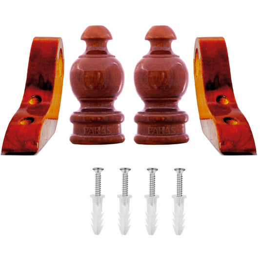 Buy Paras Wooden Curtain Finials with Bracket