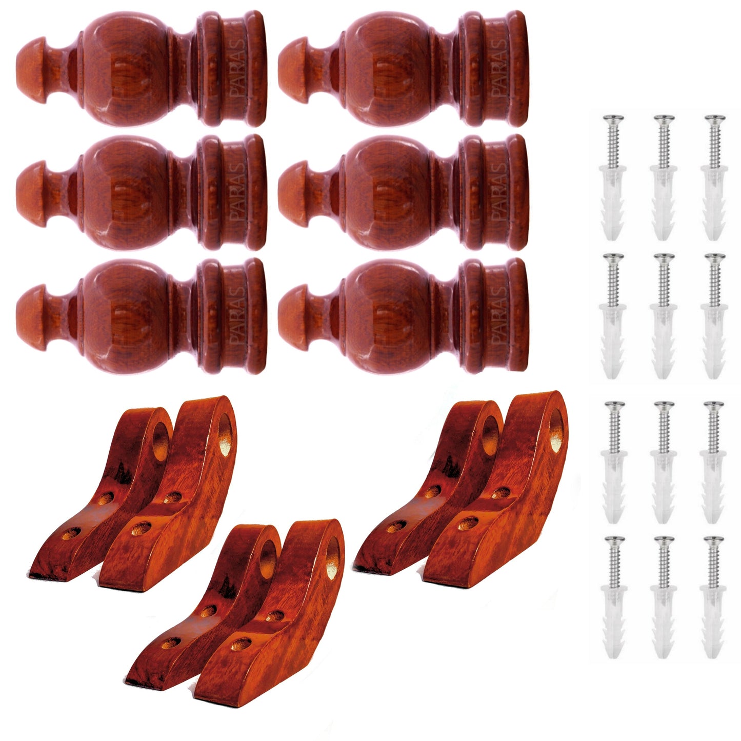 Buy Paras Wooden Curtain Finials with Bracket