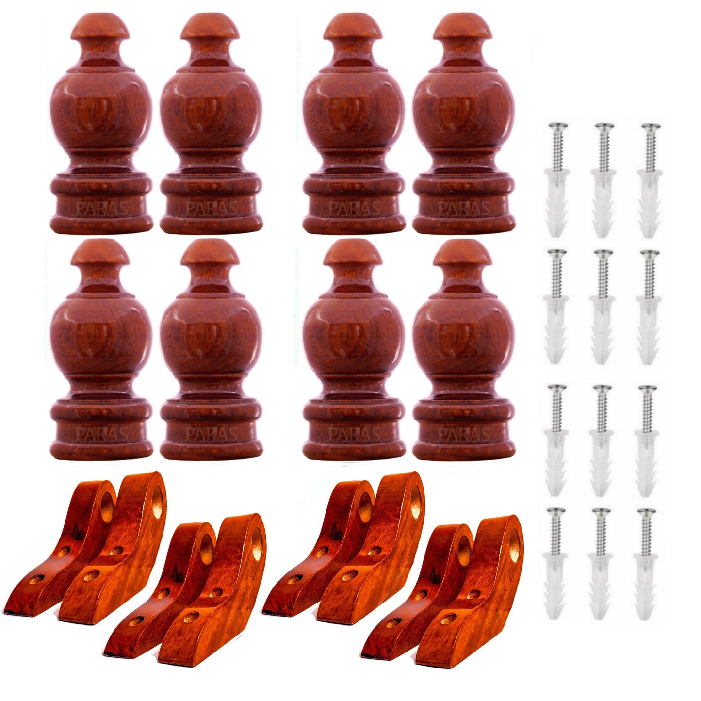 Buy Paras Wooden Curtain Finials with Bracket