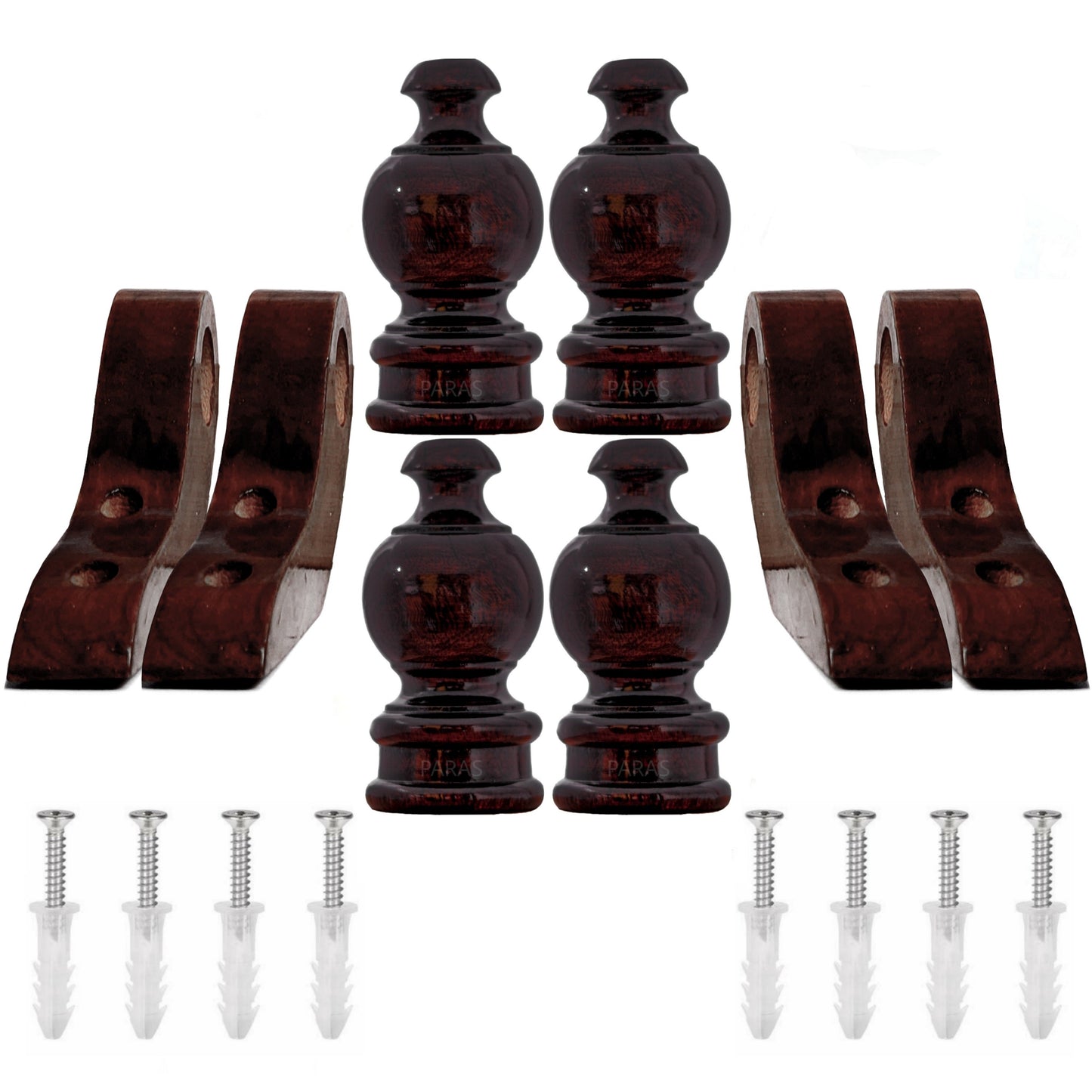 Buy Paras Wooden Curtain Finials with Bracket