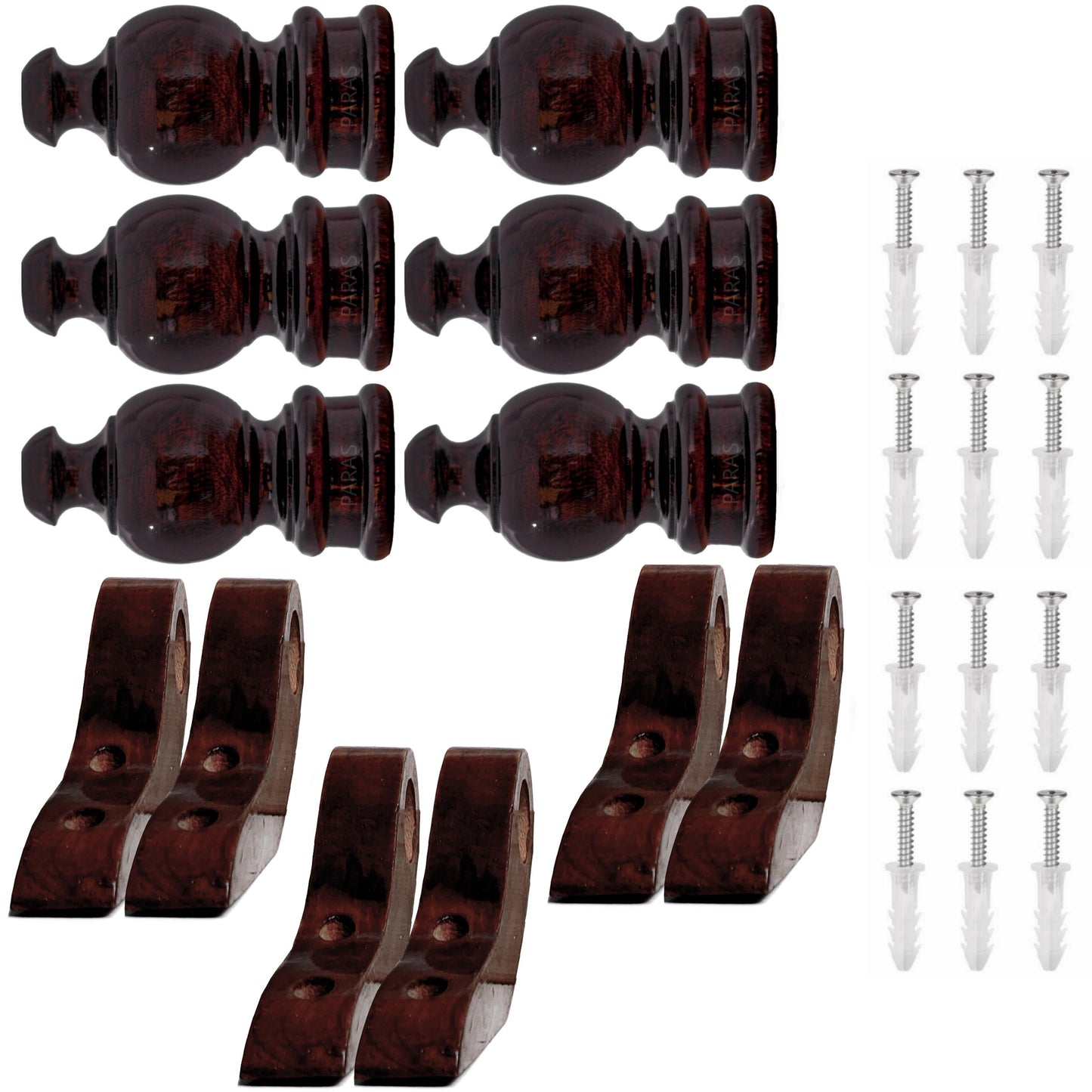 Buy Paras Wooden Curtain Finials with Bracket