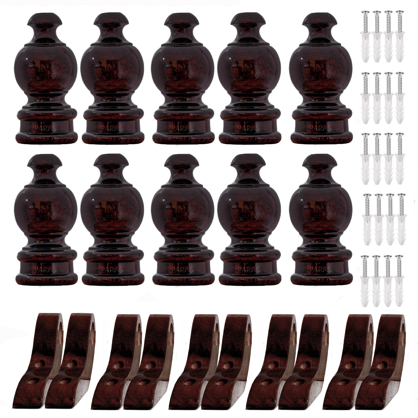 Buy Paras Wooden Curtain Finials with Bracket