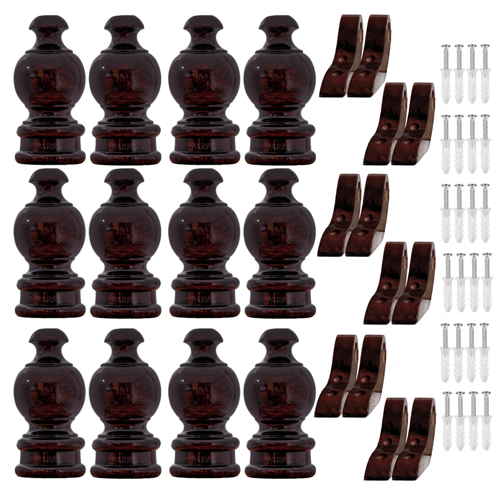 Buy Paras Wooden Curtain Finials with Bracket