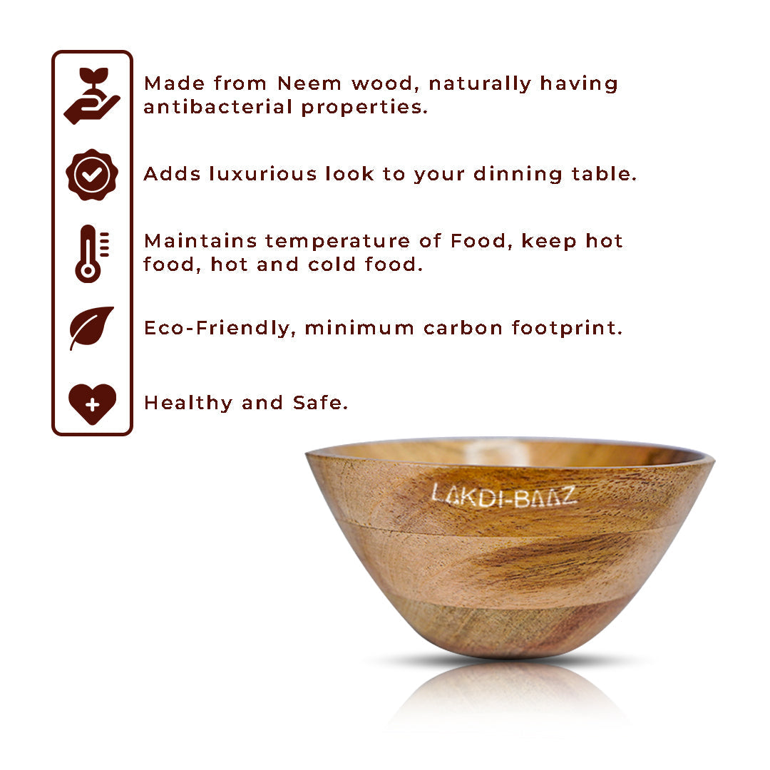 Buy Natural Non Toxic Wooden Bowl Snack Serving Bowl Made From Neem Wood No Color Used 1PC Natural