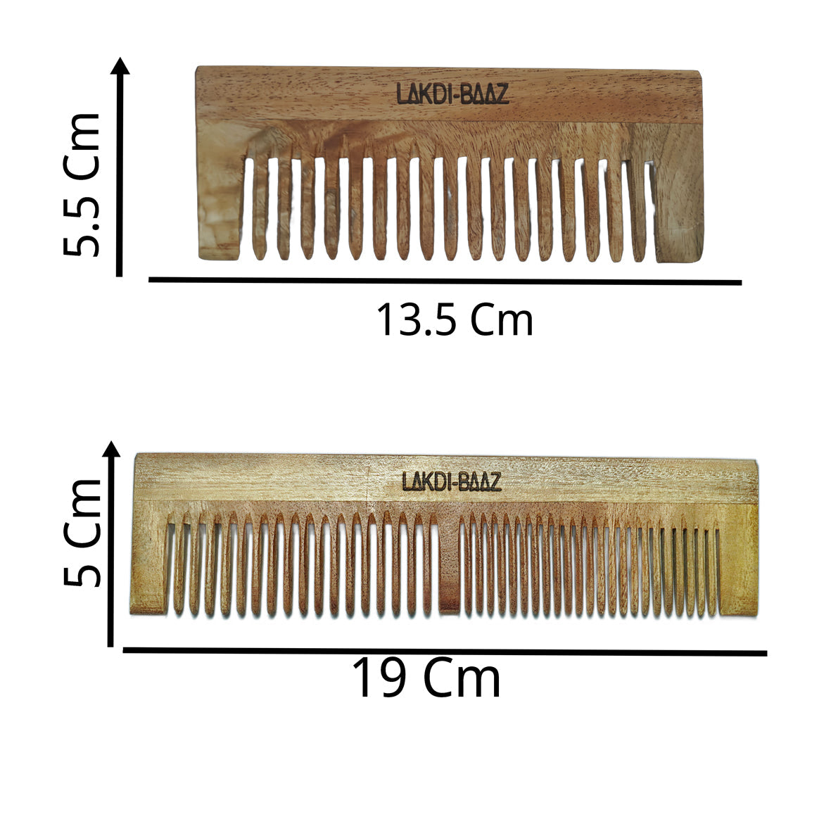 Buy LakdiBaaz Neem Wood Comb Shampoo Comb and Wide & Narrow Wooden Comb hair Kangha for both Men and Women Set of 2