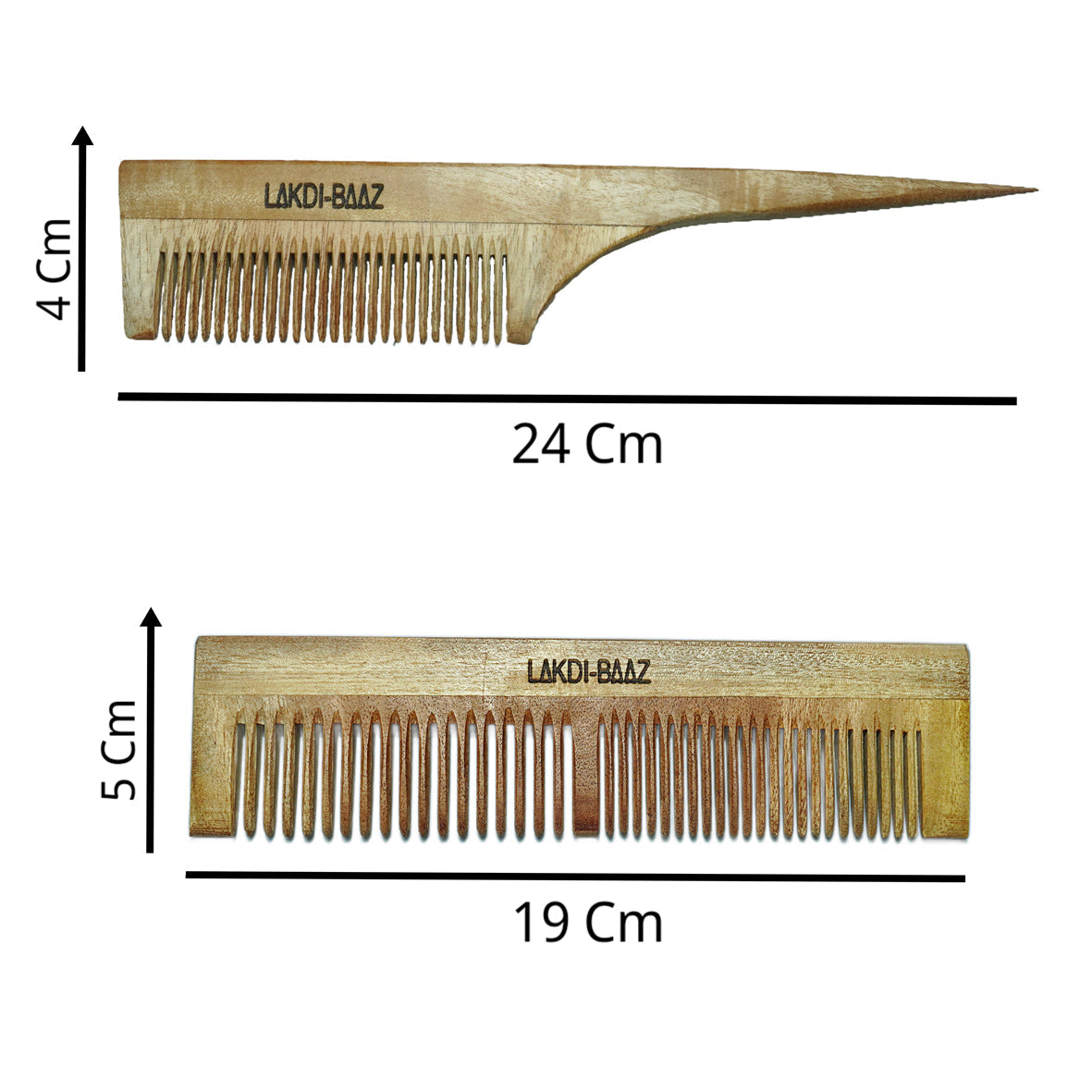 Buy LakdiBaaz Neem Wood Comb Tail Comb and Wide Wooden Comb for Hair Growth Comb Hair Kangha for Men and Women Pair of 2