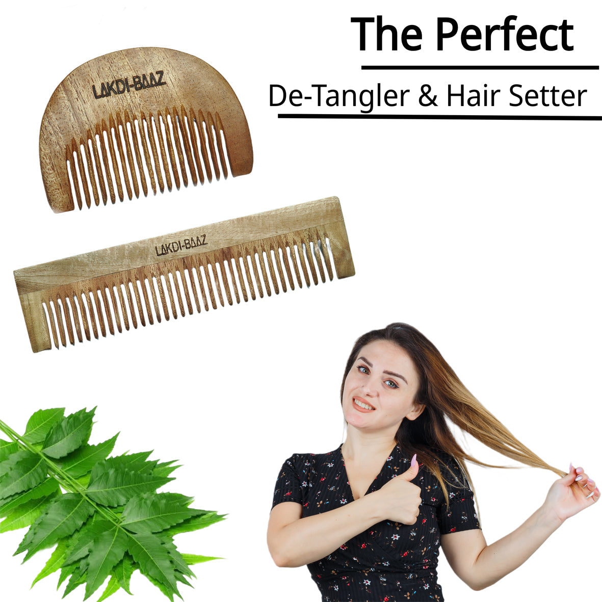 Buy LakdiBaaz Neem Wood Comb  Wooden Beard Comb and Pocket Wooden Comb for Hair Growth Comb hair Kangha for Men Set of 2