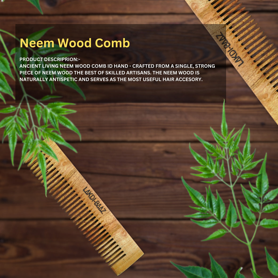 Buy Lakdi-Baaz | Neem Wood Comb for Hair Growth Wide Wooden Comb Kangha For man and woman