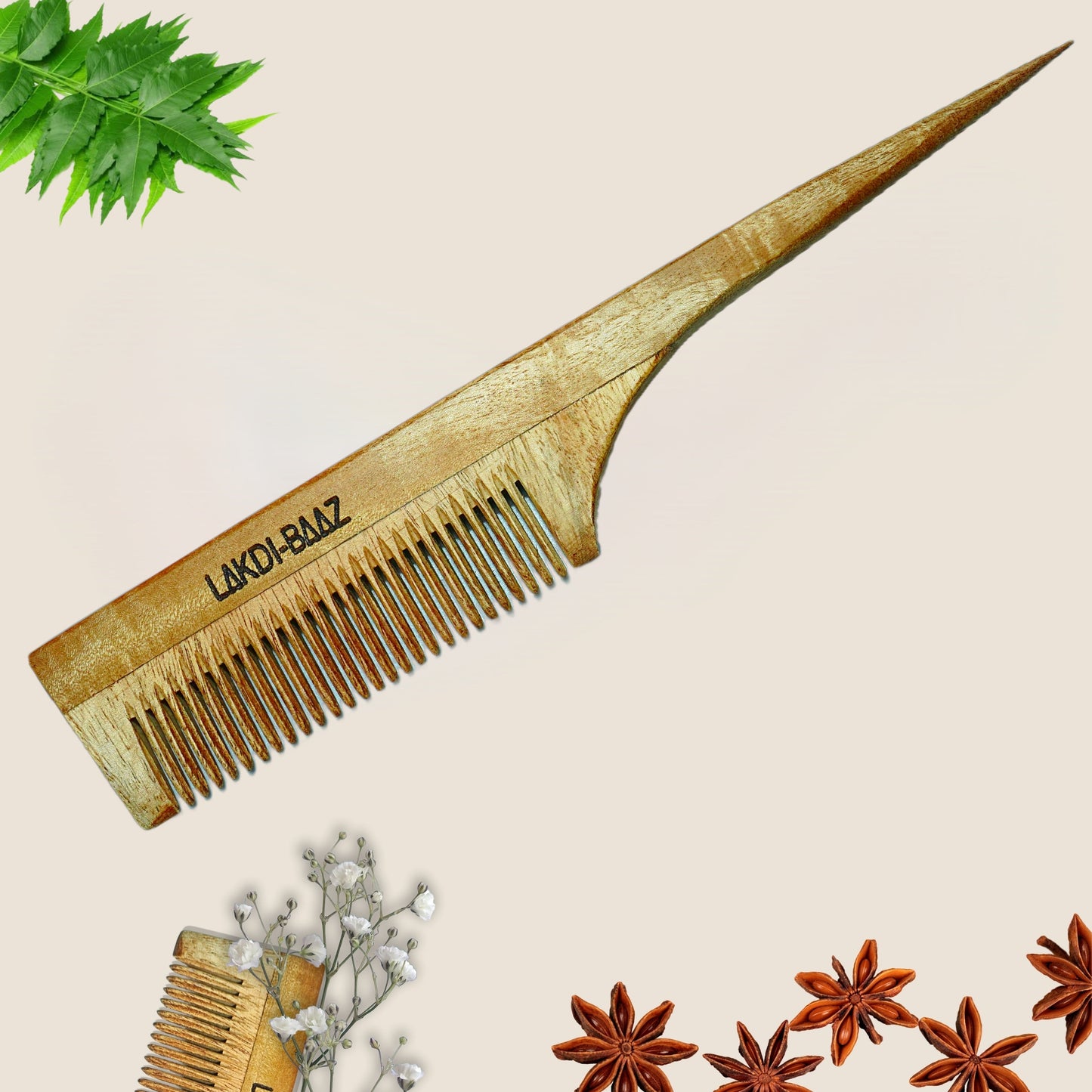 Buy Lakdi-Baaz | Neem Wood Comb for Hair Growth Wooden Tail Comb Kangha For man and woman