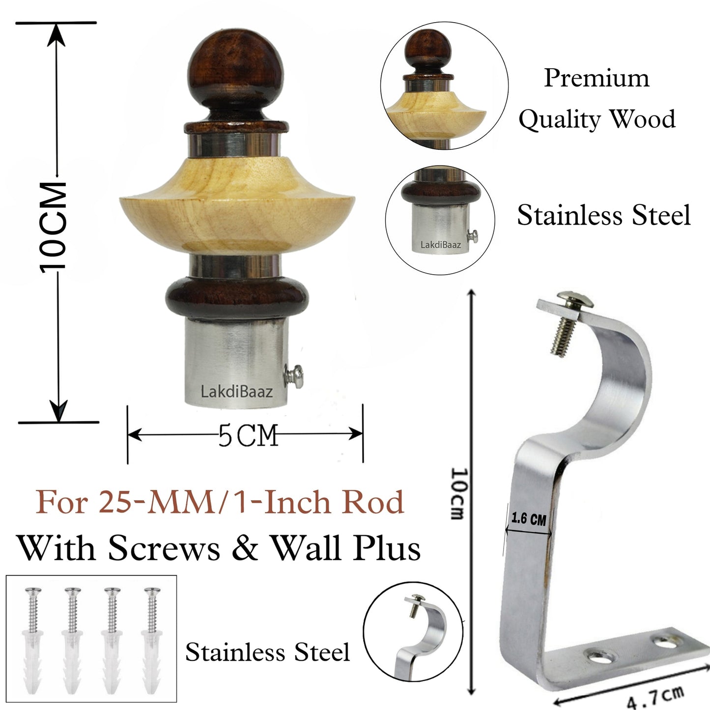 Buy Paras Wooden Curtain Finials with Bracket