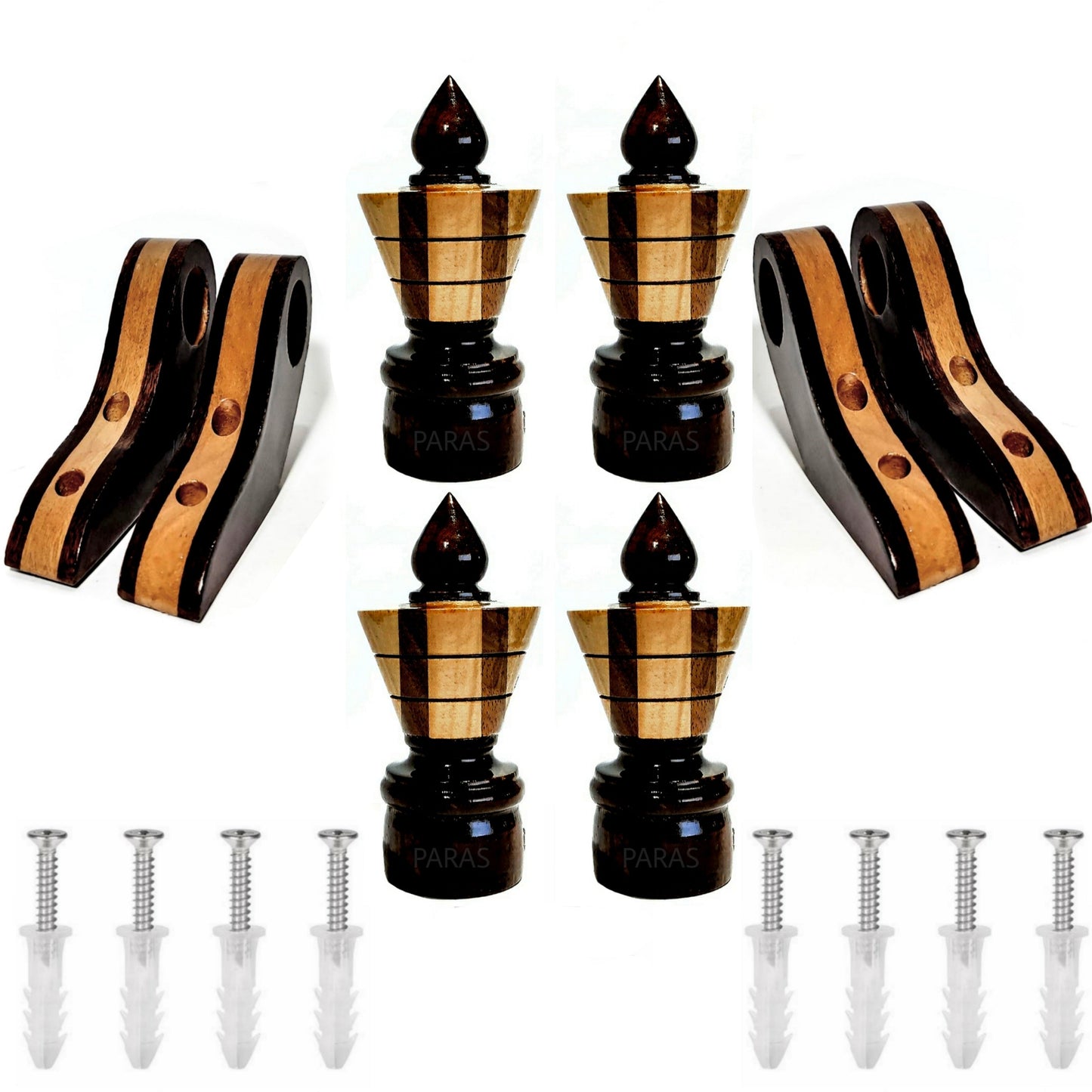 Buy Paras Wooden Curtain Finials with Bracket