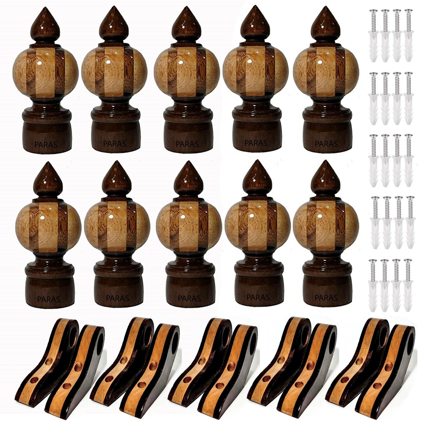 Buy Paras Wooden Curtain Finials with Bracket