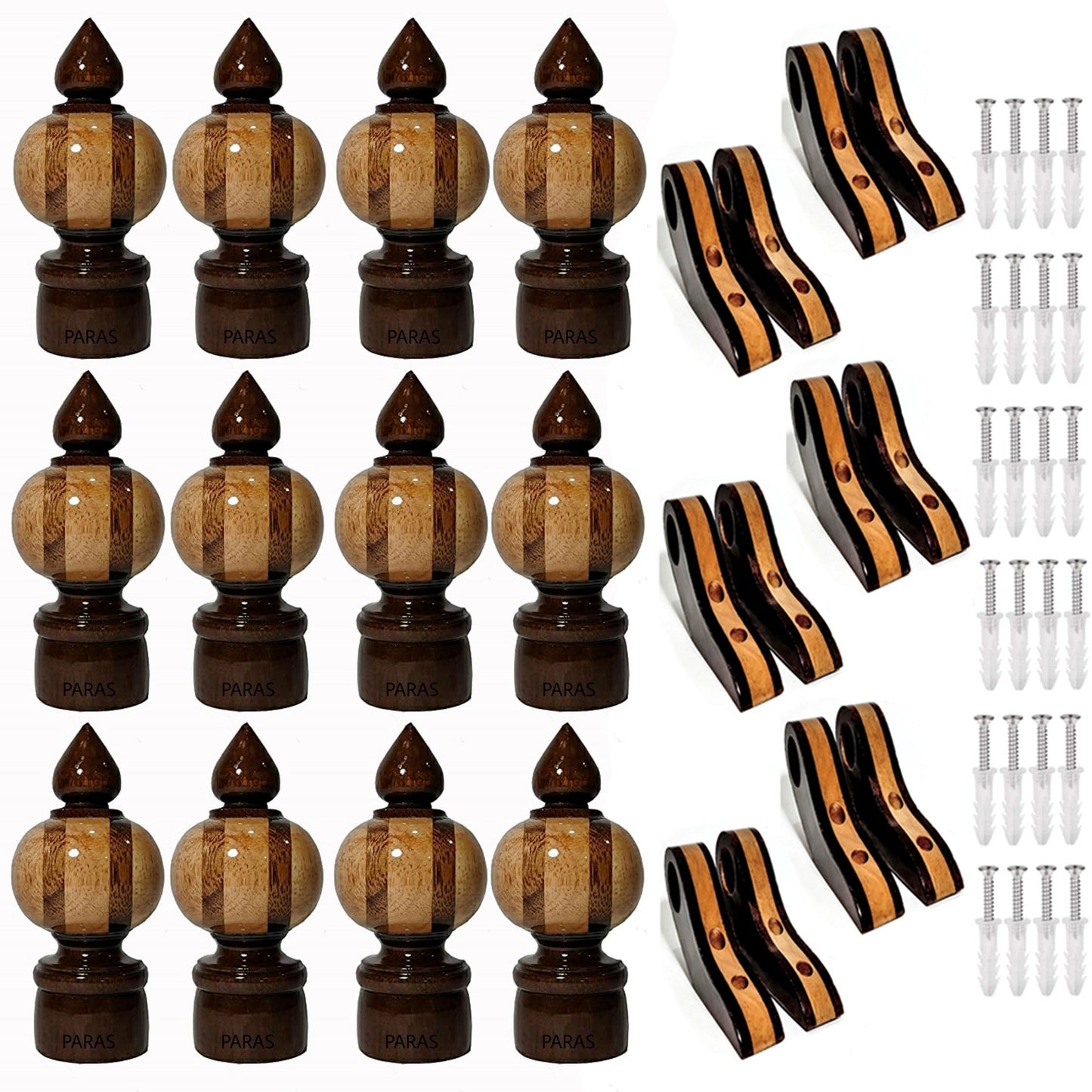 Buy Paras Wooden Curtain Finials with Bracket