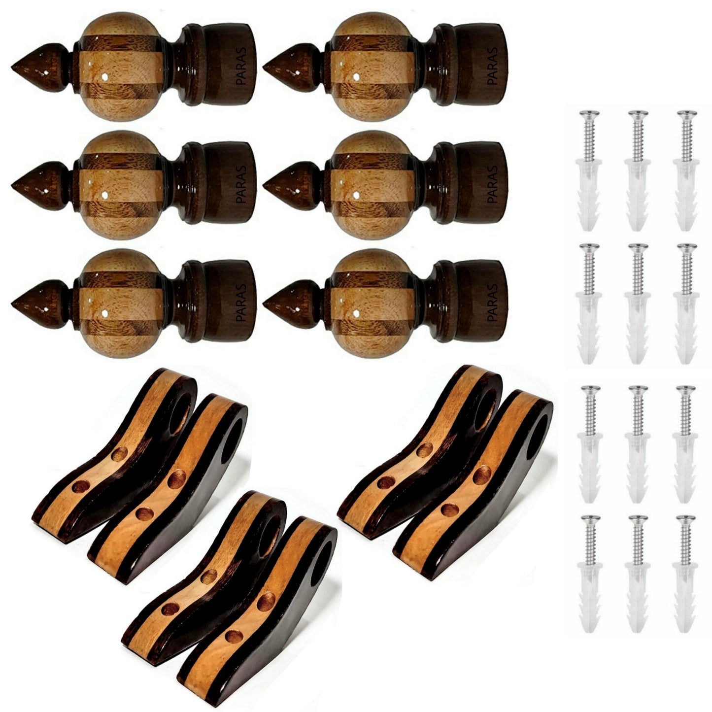 Buy Paras Wooden Curtain Finials with Bracket