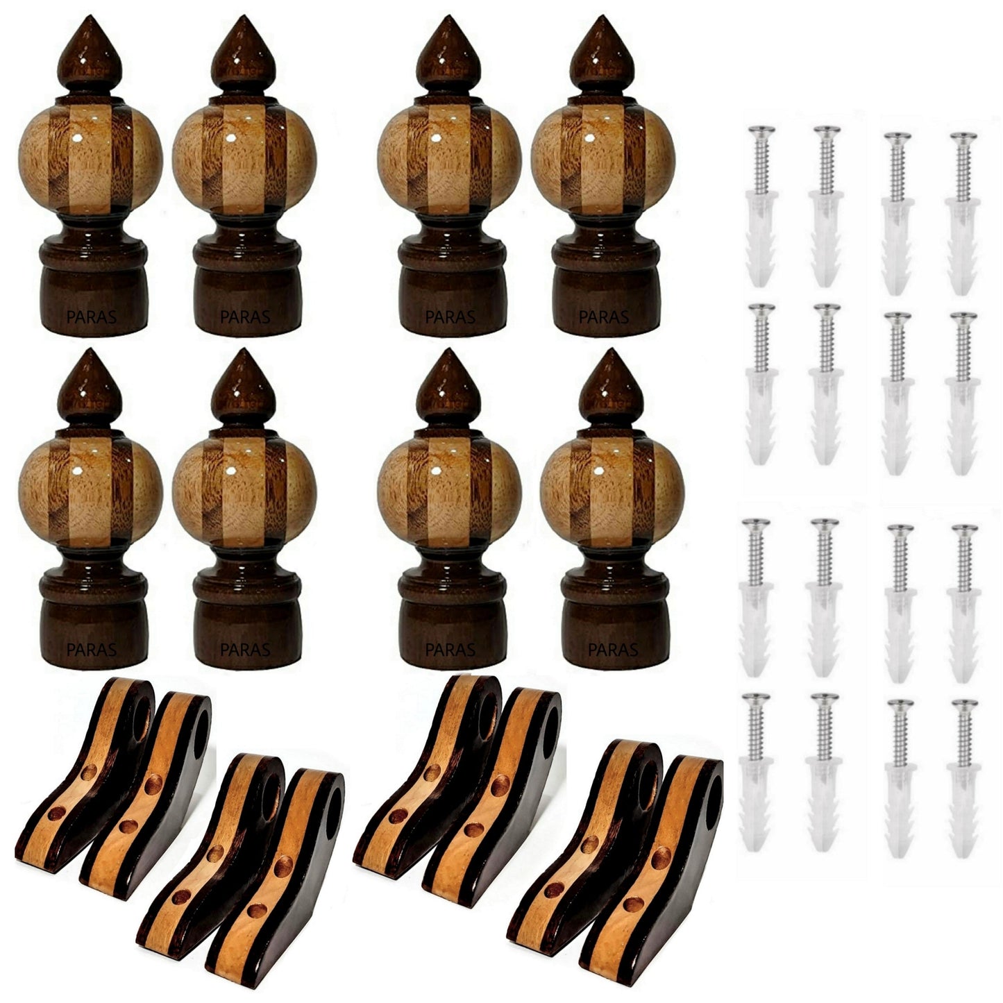 Buy Paras Wooden Curtain Finials with Bracket
