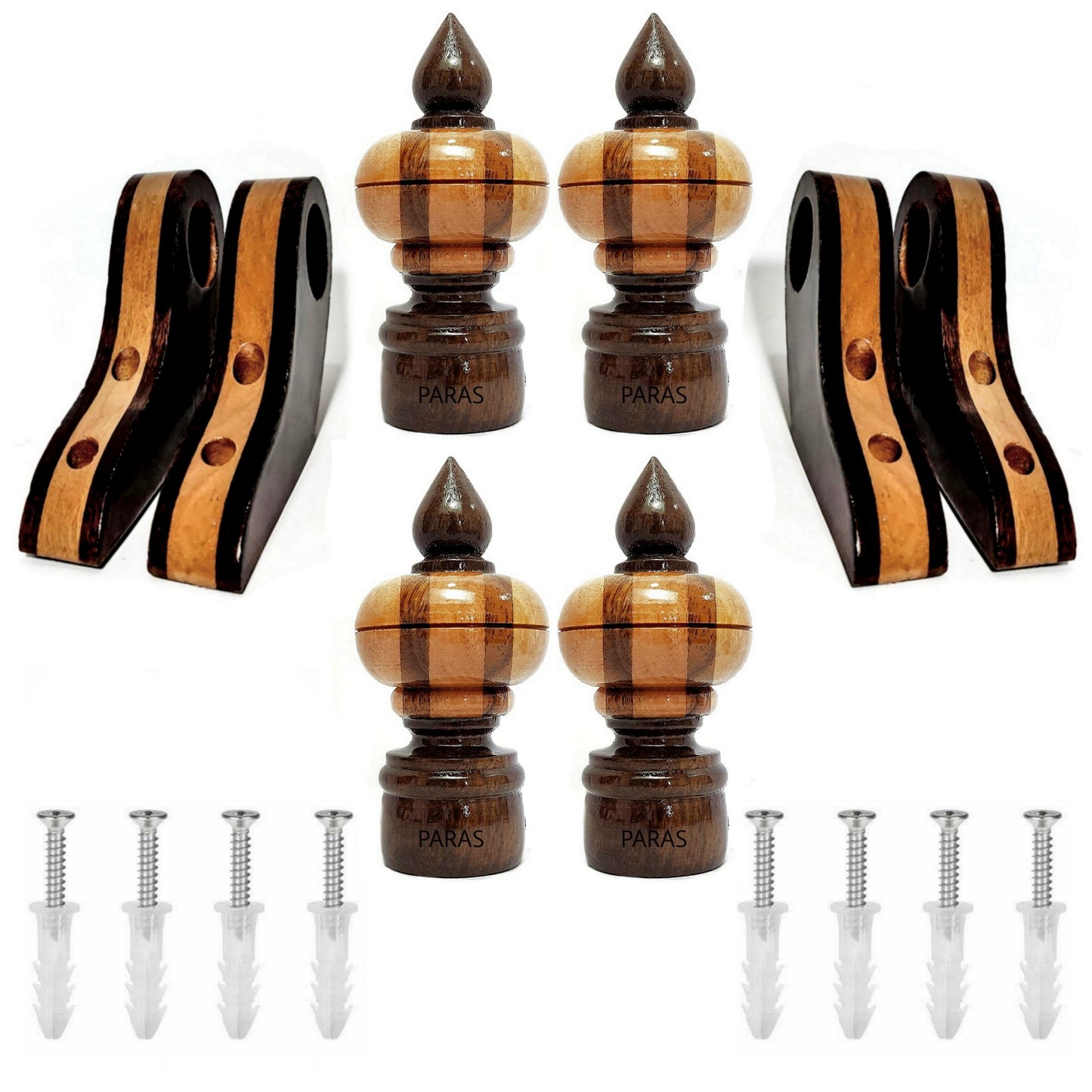 Buy Paras Wooden Curtain Finials with Bracket