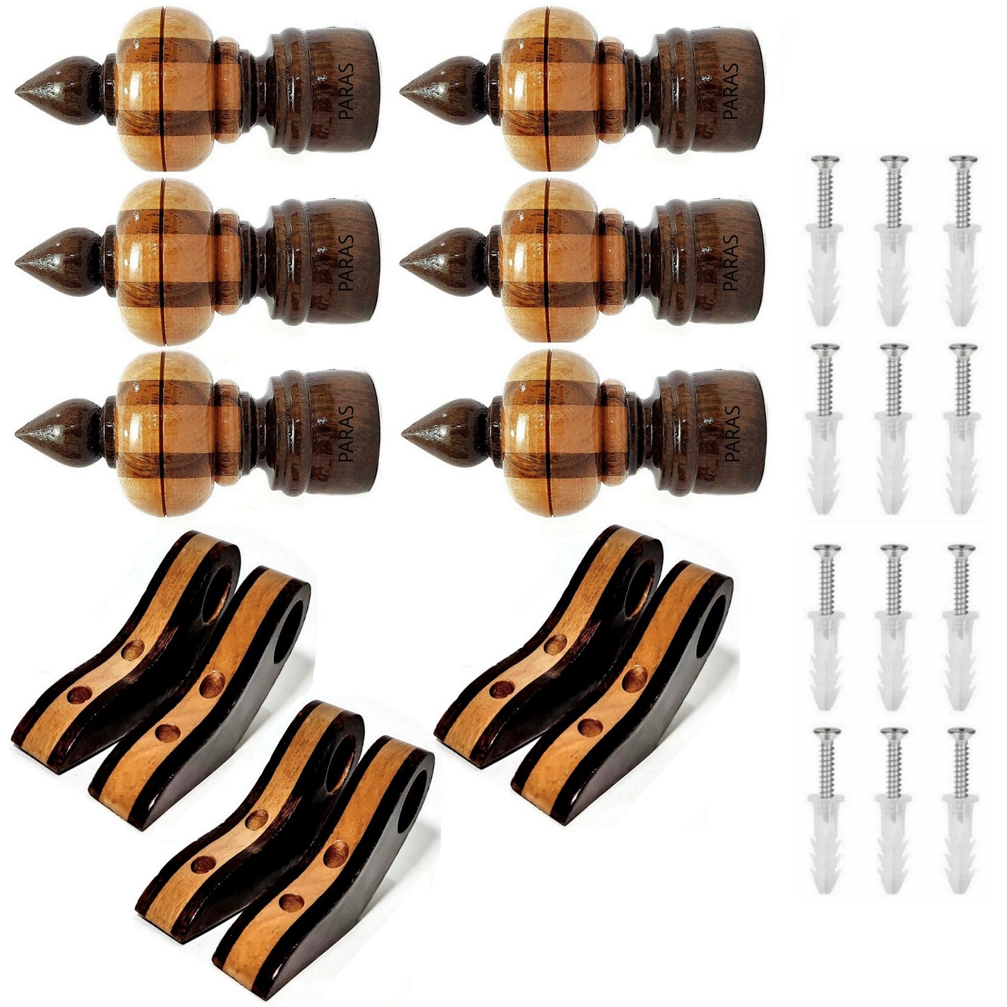 Buy Paras Wooden Curtain Finials with Bracket