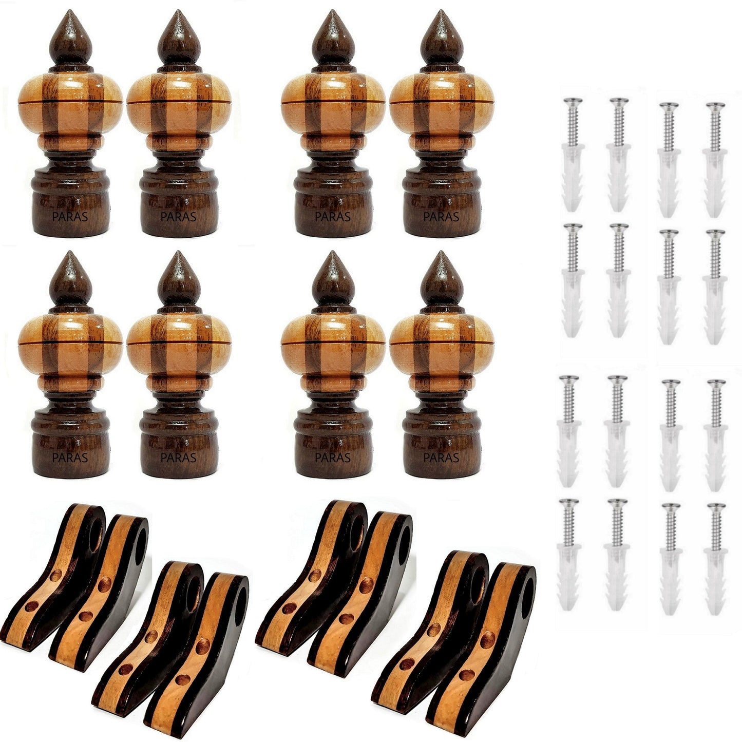 Buy Paras Wooden Curtain Finials with Bracket