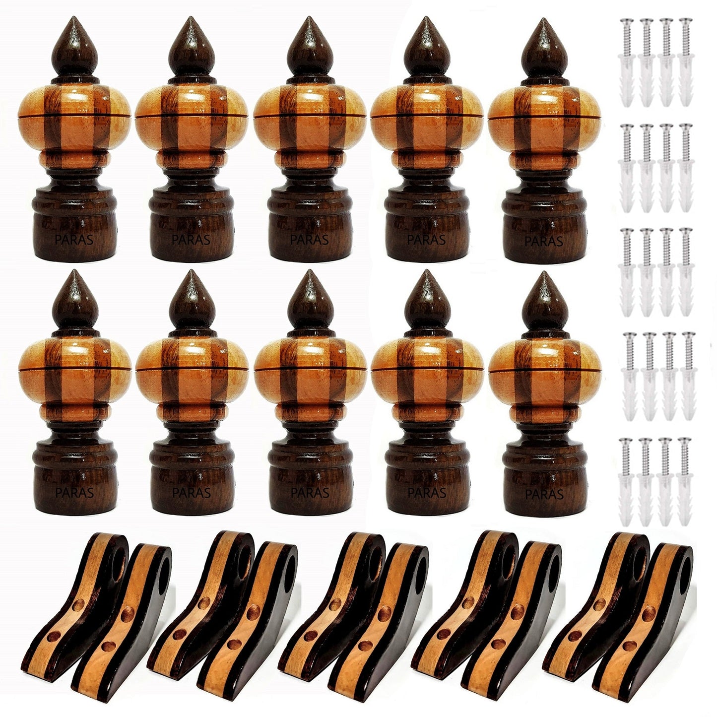 Buy Paras Wooden Curtain Finials with Bracket