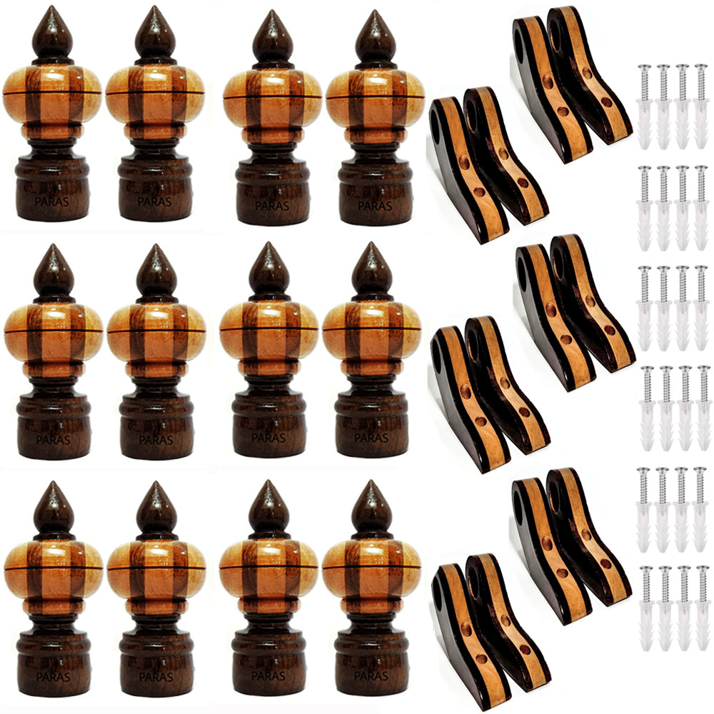 Buy Paras Wooden Curtain Finials with Bracket