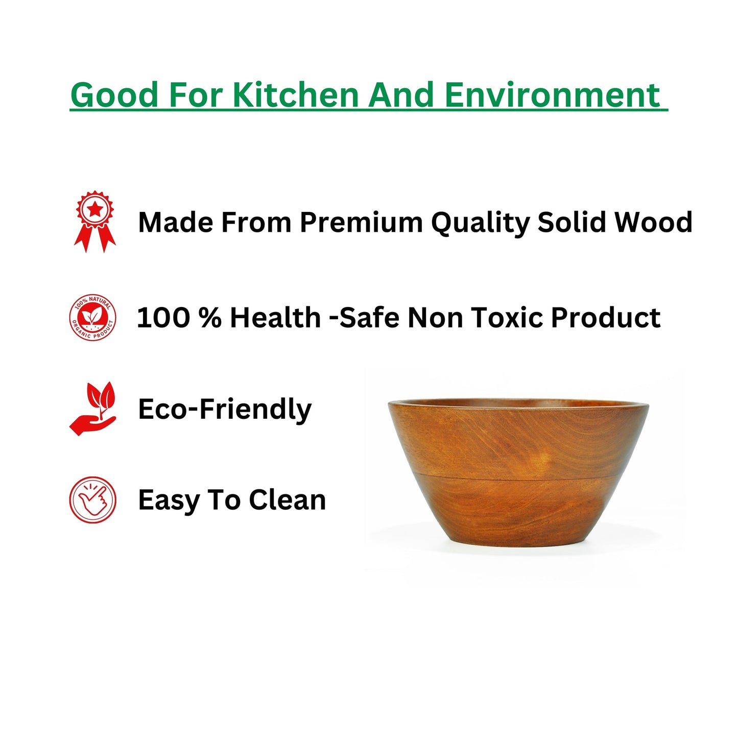 Buy Lakdi-Baaz | Natural Non Toxic Wooden Bowl for Salad Solid Wood 6inch/ 500 ML JB2 Teak-2PC