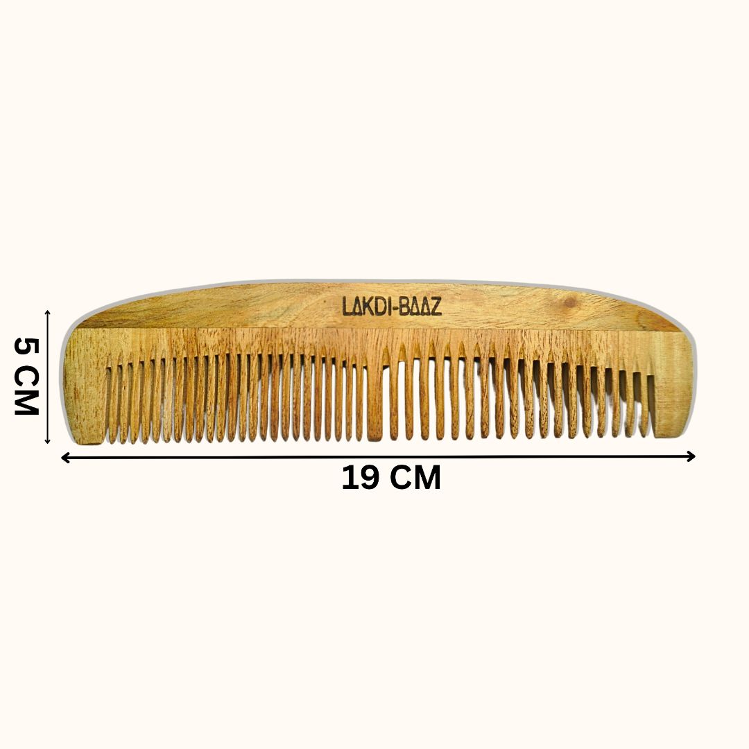 Buy Lakdi-Baaz | Natural Neem Wood Comb for Hair Growth Wooden Comb Curved Edge Ruby Comb Kangha For man and woman