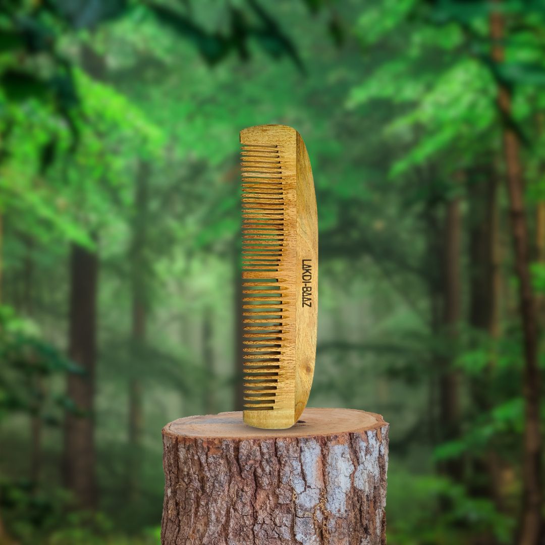 Buy Lakdi-Baaz | Natural Neem Wood Comb for Hair Growth Wooden Comb Curved Edge Ruby Comb Kangha For man and woman