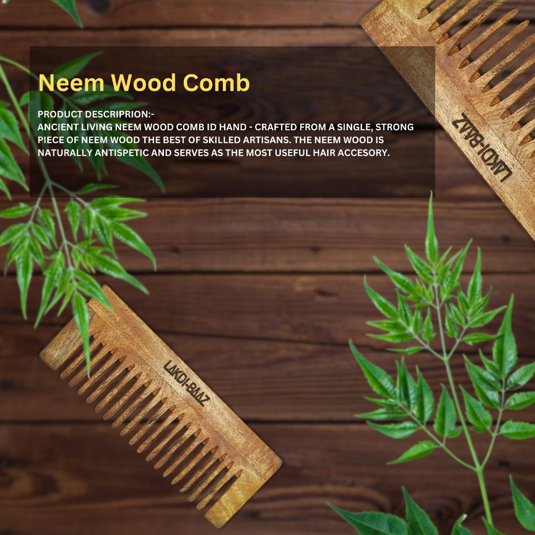 Buy Lakdi-Baaz | Natural Neem Wood Comb for Hair Growth Wooden Comb Kangha For man and woman