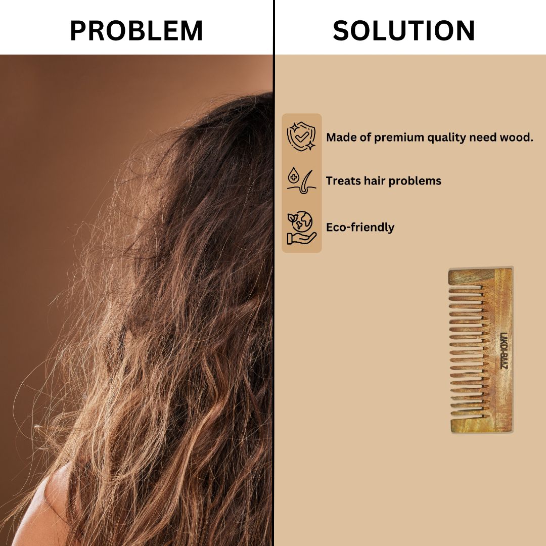 Buy Lakdi-Baaz | Natural Neem Wood Comb for Hair Growth Wooden Comb Kangha For man and woman