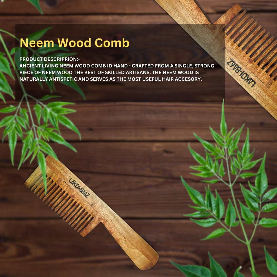 Buy Lakdi-Baaz | Natural Neem Wood Comb for Hair Growth Wooden Comb Kangha For man and woman