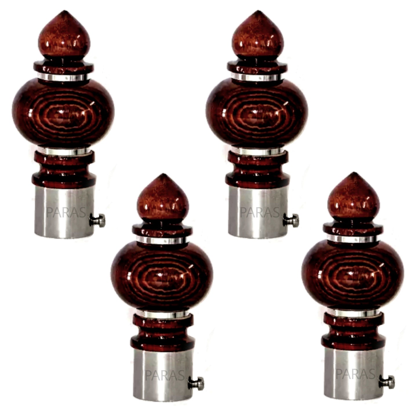 Buy Paras Wooden Stainless Steel Curtain Finials Only