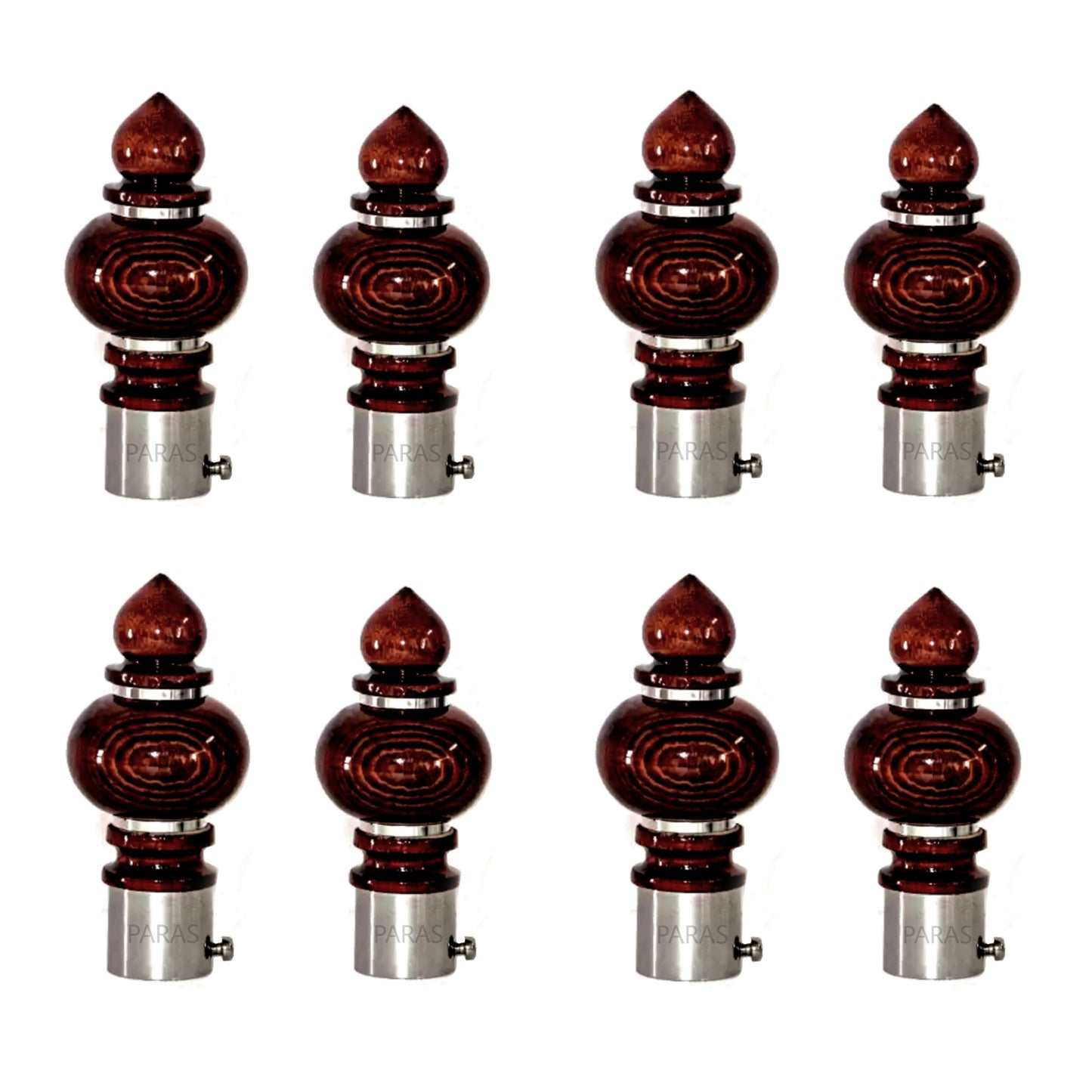 Buy Paras Wooden Stainless Steel Curtain Finials Only